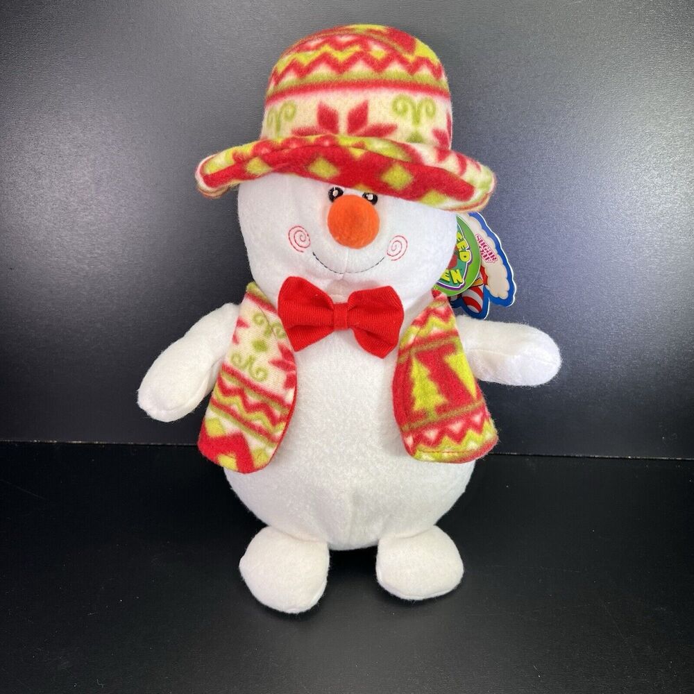 NWT 2011 Sugar Loaf Warm Wishes Snowman Plush Fair Isle Hat Vest Holiday